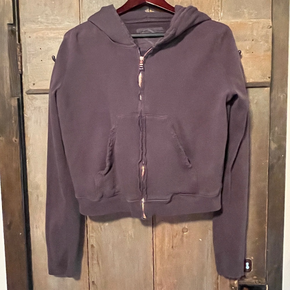 EUC Frank and Eileen Tee Lab cropped hoodie, charcoal grey